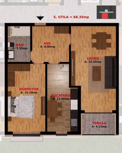 Dobroesti, Fundeni, 2 camere, TVA inclus